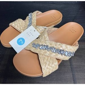 NWT Ladies A New Day Almond Phylis Raffia Slide Sandals - Size 7.5